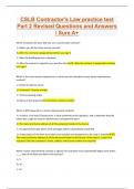 CSLB Contractor's Law practice test Part 2 Revised Questions and Answers / Sure A+