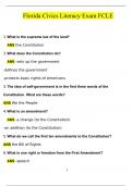Florida Civics Literacy Exam FCLE Questions with 100% Correct Answers | Verified | Latest Update