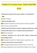 Florida Civic Literacy Exam - Study Guide IRSC FCLE Questions with 100% Correct Answers | Verified | Latest Update