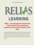 Relias - Case Management Assessment A Study Guide Test Containing 54 Questions with Certified Solutions 2024-2025. 