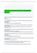 Business Finance Practice Questions Exam 1 with correct Answers