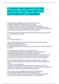FLORIDA FIRE INSPECTOR ONE PRACTICE TEST (USE WRITTEN RESPONSE)WITH ANSWERS