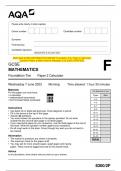 2023 AQA GCSE MATHEMATICS 8300/2F Foundation Tier Paper 2 Calculator Question Paper & Mark scheme (Merged) June 2023 [VERIFIED]