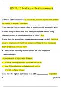 OSHA 10 healthcare final assessment Questions with 100% Correct Answers | Verified | Latest Update