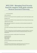 WGU C838 - Managing Cloud Security Final OA complete study guide solution Western Governors