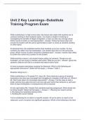 Unit 2 Key Learnings--Substitute Training Program Exam Questions and Answers