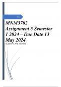 MNM3702 Assignment 5 Semester 1 2024 – Due Date 13 May 2024