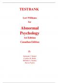 Test Bank for Abnormal Psychology 1st (Canadian Edition) By Deborah Beidel, Cynthia Bulik, Melinda Stanley, Steven Taylor (All Chapters, 100% Original Verified, A+ Grade)