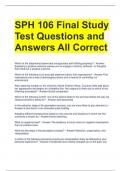 SPH 106 Final Study Test Questions and Answers All Correct 