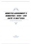 MNM3702 Assignment 5 Semester 1 2024 – Due Date 13 May 2024