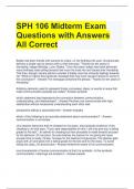 SPH 106 Midterm Exam Questions with Answers All Correct