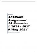 AUE2602 Assignment 4A Semester 1 2024 - DUE 9 May 2024