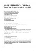 W.I.T.S. -ASSESSMENTS - YMCA Bench Press Test (A required activity and skill!) questions and answers graded A+ by experts 2024/2025