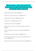 100 Questions - HEALTH SCIENCE  Final Exam NCHSE QUESTIONS AND  ANSWERS 100% SOLVED 