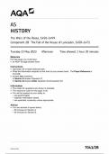 2023 AQA AS HISTORY QUESTION PAPER AND MARK SCHEME BUNDLE [7041/1B: The Wars of the Roses, 1450–1499 Component 2B The Fall of the House of Lancaster, 1450–1471]