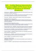 NHA - Certified Medical Administrative Assistant (CMAA) AVTEC Exam Study Guide || All Questions & Solutions (Graded A+)