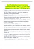 Certified Medical Administrative Assistant Exam (ACMAA) || 2024 Test Questions & Answers (100% Correct)