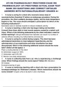ATI RN PHARMACOLOGY PROCTORED EXAM RN PHARMACOLOGY ATI PROCTORED ACTUAL EXAM TEST BANK 150+QUESTIONS AND CORRECT DETAILED ANSWERS WITH RATIONALES ALREADY GRADED A+