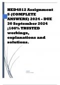 HED4812 Assignment 5 (COMPLETE ANSWERS) 2024 - DUE 30 September 2024 Course Contemporary Approaches to Educational Leadership (HED4812) Institution University Of South Africa (Unisa) Book Understanding Educational Leadership