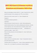 MNT (RD Exam) (2-Disease nutrition) Questions and Answers 100% Pass