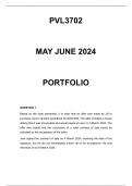 PVL3702 PORTFOLIO MEMO - MAY/JUNE 2024 - SEMESTER 1 - UNISA - DUE DATE :- 10th MAY 2024 (DETAILED ANSWERS WITH FOOTNOTES AND BIBLIOGRAPHY - DISTINCTION GUARANTEED!)