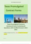 Texas Promulgated Contracts Homework Exam Containing 60 Questions with Certified Answers 2024-2025.