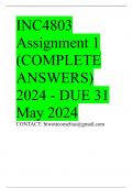 INC4803 Assignment 1 (COMPLETE ANSWERS) 2024 - DUE 31 May 2024