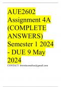 AUE2602 Assignment 4A (COMPLETE ANSWERS) Semester 1 2024 - DUE 9 May 2024