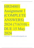 HRD4801 Assignment 1 (COMPLETE ANSWERS) 2024 (716310) - DUE 15 May 2024