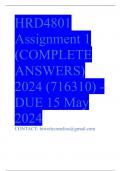 HRD4801 Assignment 1 (COMPLETE ANSWERS) 2024 (716310) - DUE 15 May 2024