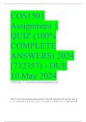 COS1501 Assignment 1 QUIZ (100% COMPLETE ANSWERS) 2024 (732357) - DUE 10 May 2024