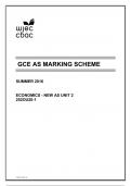 GCE AS MARKING SCHEME SUMMER 2016 ECONOMICS - NEW AS UNIT 2 252OU20-1