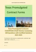Texas Promulgated Contracts-CHAMPIONS STUDY Review Containing 108 Questions with Certified Solutions 2024-2025