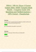 Exam 1, Exam 2 & Final Exam: NR341 / NR-341 (Latest 2024 / 2025 UPDATES STUDY BUNDLE) Complex Adult Health Exam Reviews | Questions and Verified Answers | 100% Correct | Grade A - Chamberlain