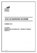 GCE AS MARKING SCHEME SUMMER 2019 AS (NEW) DESIGN AND TECHNOLOGY - PRODUCT DESIGN 2603U10-1