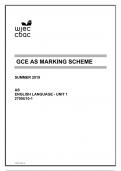 GCE AS MARKING SCHEME SUMMER 2019 AS ENGLISH LANGUAGE - UNIT 1 2700U10-1