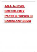 AQA A-level SOCIOLOGY Paper 2 Topics in Sociology 2024