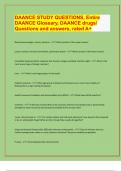 DAANCE STUDY QUESTIONS, Entire  DAANCE Glossary, DAANCE drugs/  Questions and answers, rated A+