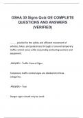 OSHA 30 Signs Quiz OE COMPLETE QUESTIONS AND ANSWERS (VERIFIED)