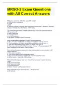 MRSO-2 Exam Questions with All Correct Answers 
