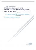 Exam (elaborations) LSK2601 Assignment 1 (QUIZ COMPLETE ANSWERS) 2024 (533399) - DUE 16 May 2024 •	Course •	TPN3704 - TEACHINF PRACTICE IV (LSK2601) •	Institution •	University Of South Africa (Unisa) •	Book •	Social Education and Personal Development LSK2