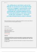 PA APPRAISAL LICENSE 16-20 AUTO  PHYSICAL DAMAGE EXAM 2024 WITH  ACTUAL CORRECT QUESTIONS AND  VERIFIED DETAILED RATIONALES  ANSWERS BY EXPERTS|FREQUENTLY  TESTED QUESTIONS AND SOLUTIONS  |ALREADY GRADED A+ |NEWEST  |GUARANTEED PASS |LATEST UPDATE