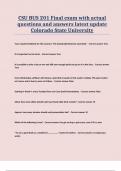 CSU BUS 201 Final exam with actual questions and answers latest update Colorado State University