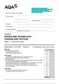 2023 AQA A-level DESIGN AND  TECHNOLOGY: FASHION AND TEXTILES  7562/1 Paper 1 Technical Principles  Question Paper & Mark scheme (Merged)  June 2023 [VERIFIED]