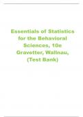 Essentials of Statistics for the Behavioral Sciences, 10e Gravetter, Wallnau, (Test Bank)