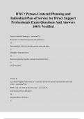 DWC: Person-Centered Planning and Individual Plan of Service for Direct Support Professionals Exam Questions And Answers 100% Verified