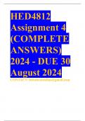 HED4812 Assignment 4 (COMPLETE ANSWERS) 2024 - DUE 30 August 2024