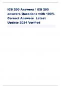 ICS 200 Answers / ICS 200  answers Questions with 100%  Correct Answers Latest  Update 2024 Verified Which NIMS Management Characteristic includes  developing and issuing assignments, plans, procedures, and  protocols to accomplish tasks? - ANSWERManagem