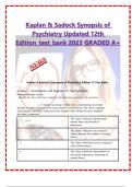 Kaplan & Sadock Synopsis of Psychiatry Updated 12th Edition_test_bank 2023 GRADED A+