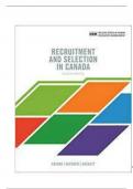 Test Bank For Recruitment and Selection In Canada 7th Edition By Catano, Hackett, Wiesner, Roulin |All Chapters, Complete Q & A, Latest|,,,Alpha